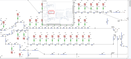 Deluge fire-protection system schematic with many nozzles, used as the priming-simulation benchmark